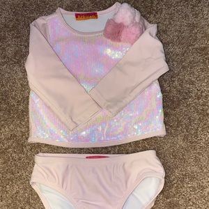 kate mack pink sequin bathing suit swimsuit